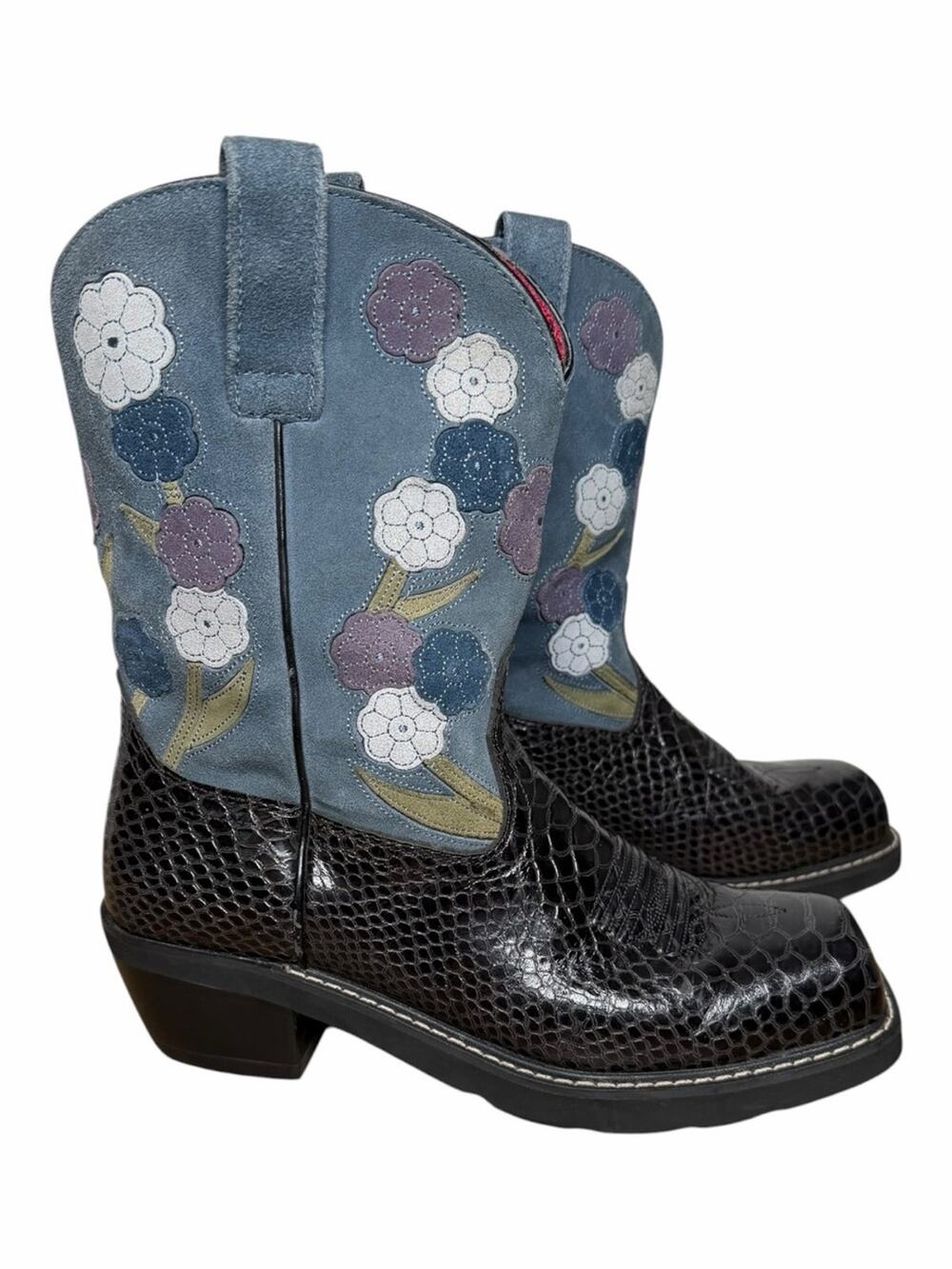 Ariat Doll Baby Suede Floral Western Boho Boots Artsy Whimsical Size 11